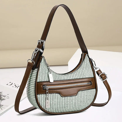 Women’s Crescent Woven Shoulder Bag
