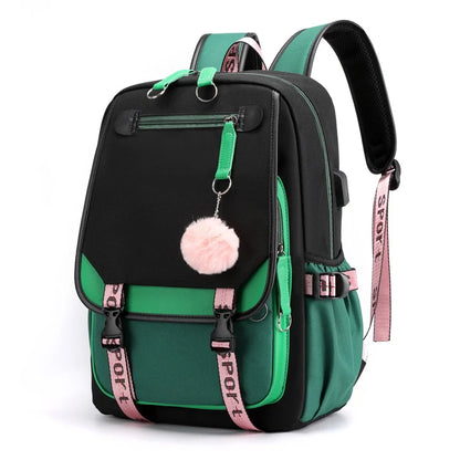 Kawaii School Backpack for Boys and Girls - Black & Pink Harajuku Style