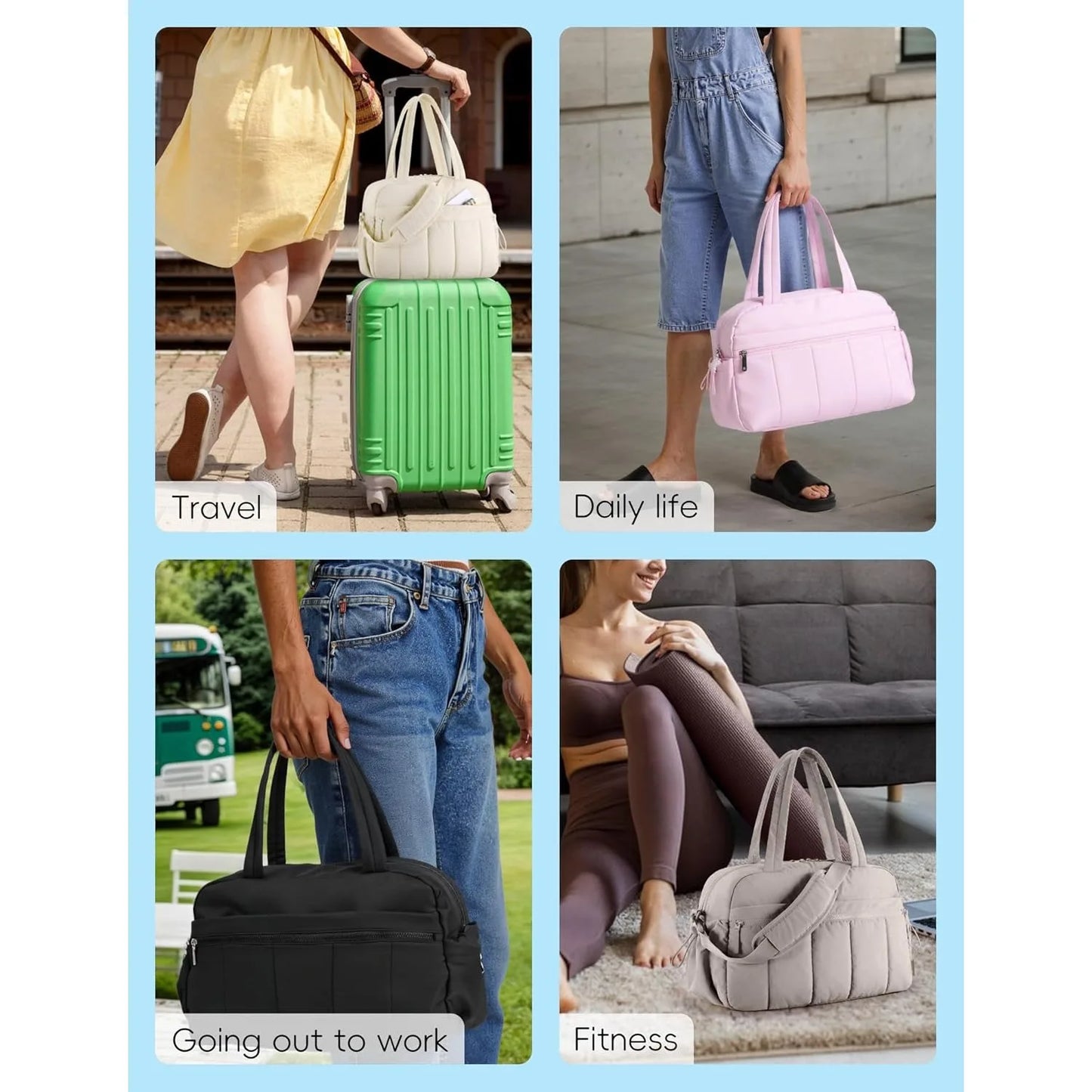 Large Capacity Travel Bag with Trolley Strap in Pink