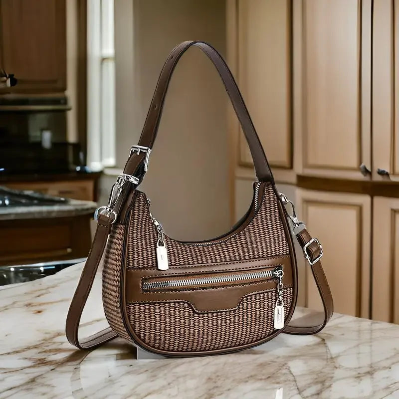 Women’s Crescent Woven Shoulder Bag