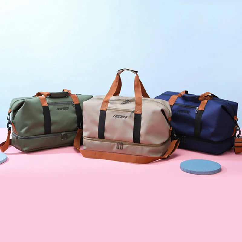 Travel Bag Luggage Handbag Waterproof Weekender Bags Dry/Wet Separation, Gym & Travel