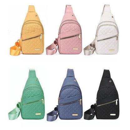 Quilted Crossbody Sling Bag - Waterproof Large Capacity Chest Pack with Adjustable Strap